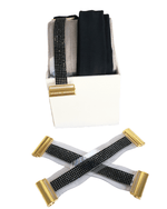 Black interchangeable bikini straps with black rhinestones and gold clasps | Divergent Swimwear