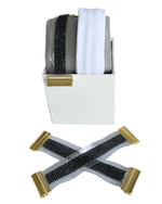 White interchangeable swimwear straps with black rhinestones and gold clasps | Divergent Swimwear